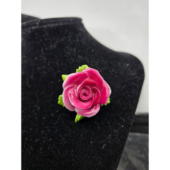 Rare Condition Bone China Rose Brooch Pin and Earrings Made in England Antique - Picture 5 of 10